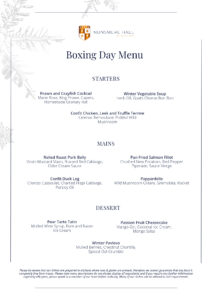 Boxing Day Menu