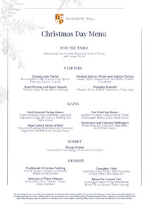 Christmas Day menu